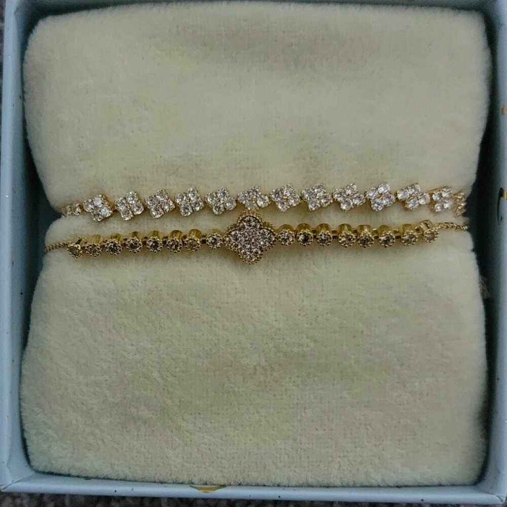 EyeCandy Gold Tone Bracelet, 2 Pairs
